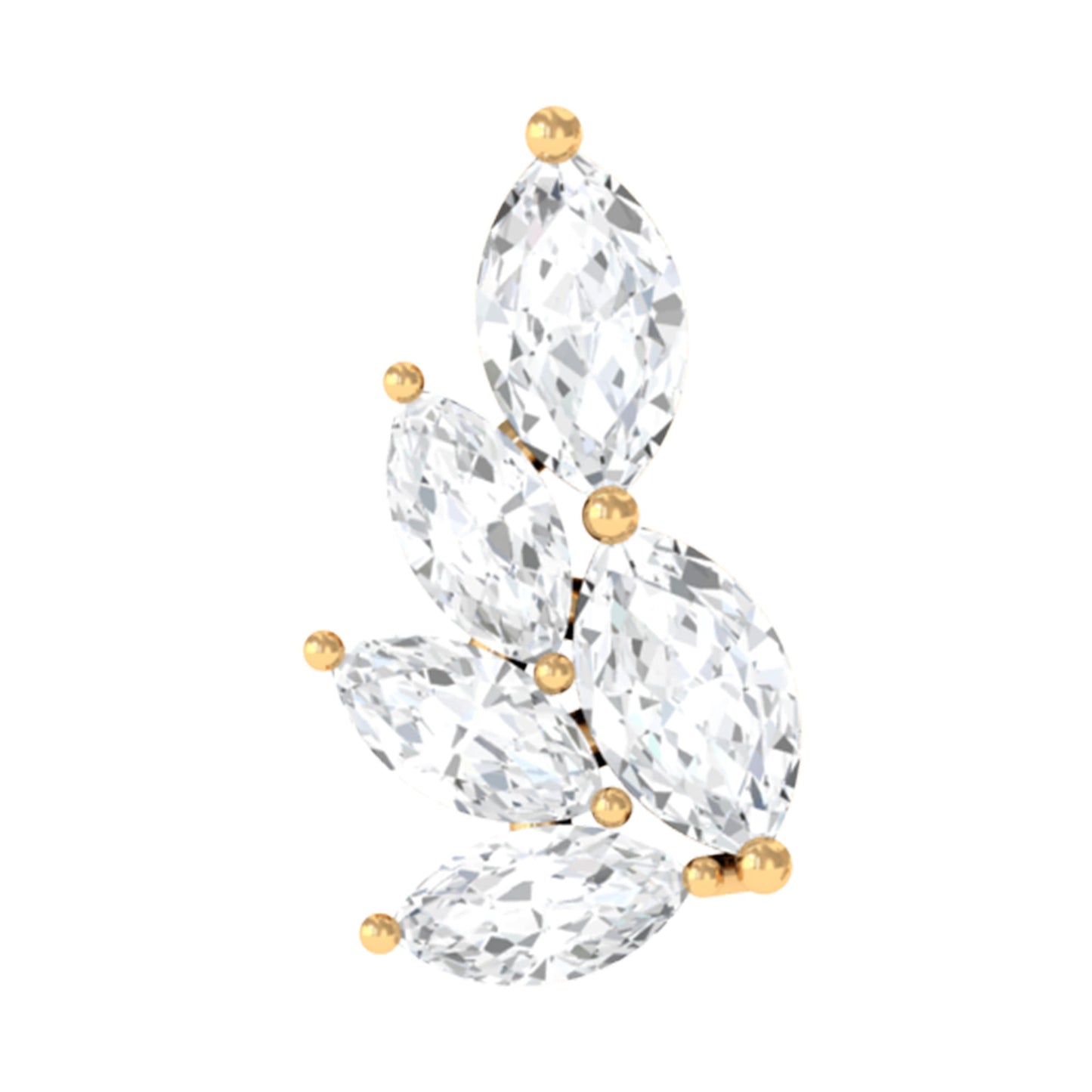 Nature Inspired Marquise Diamond Cluster Earring for Helix