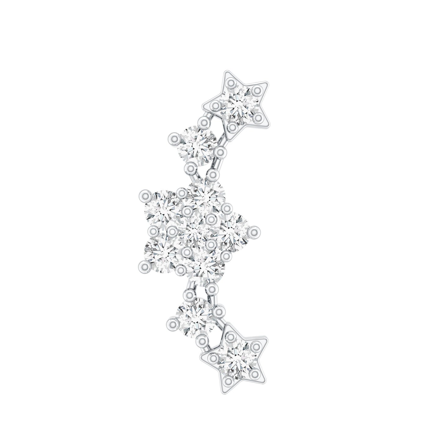Brilliant Cut Diamond Star Ear Crawler Earring