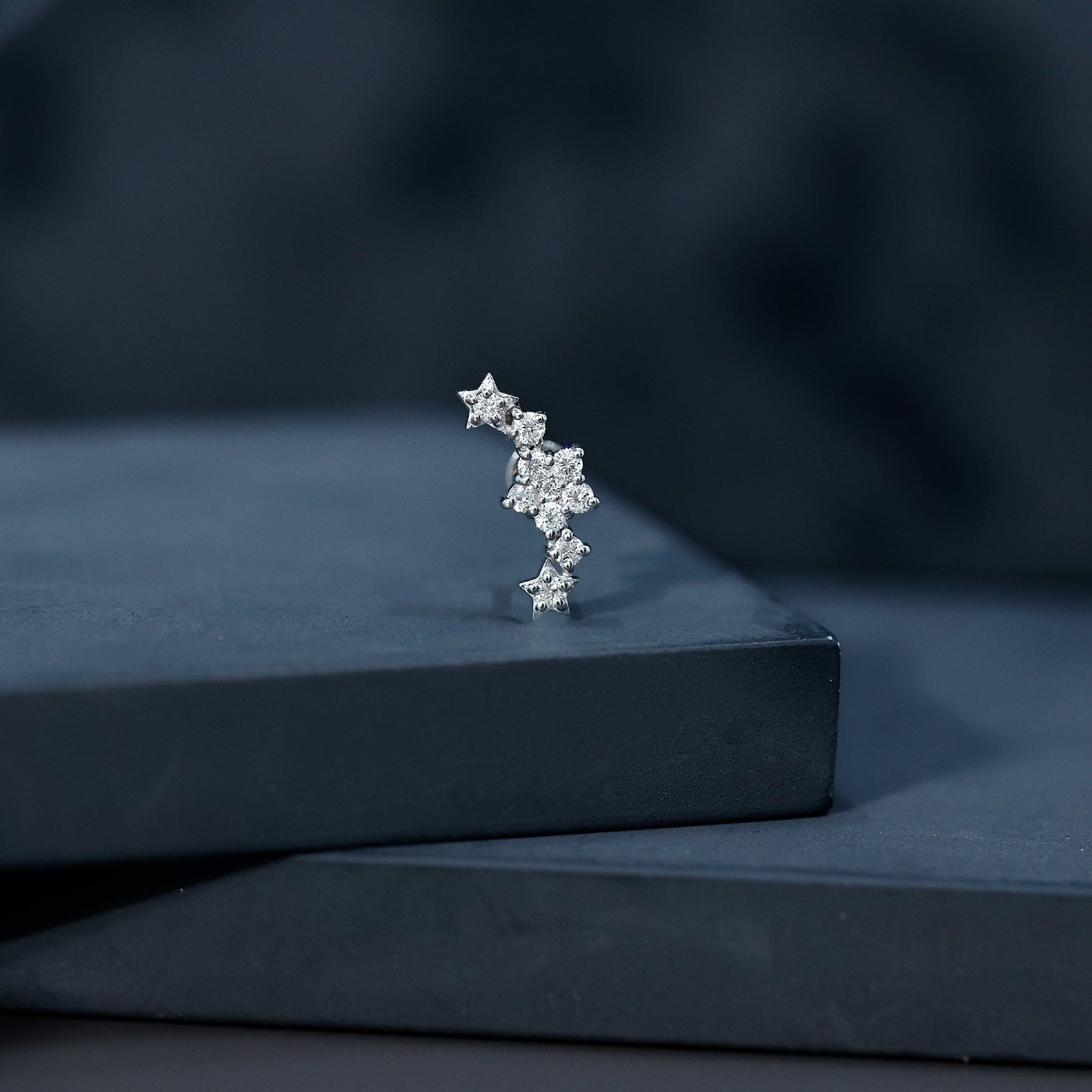 Brilliant Cut Diamond Star Ear Crawler Earring