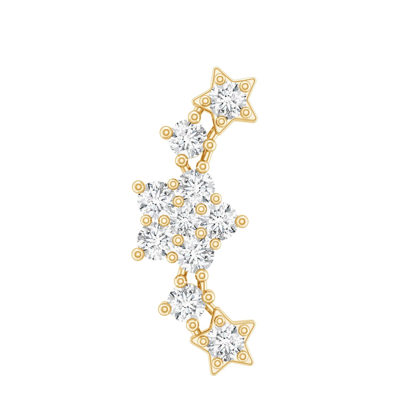Brilliant Cut Diamond Star Ear Crawler Earring