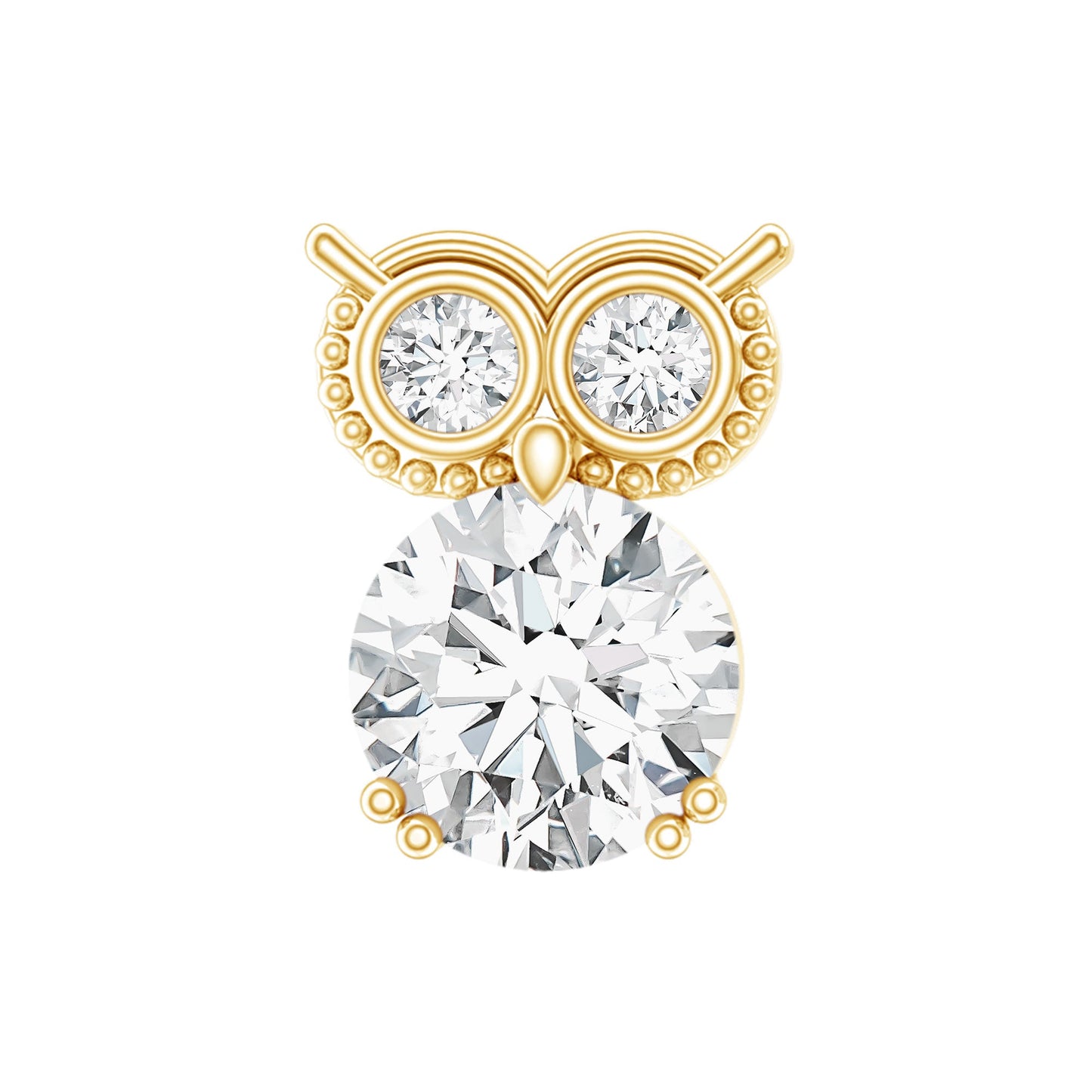 Diamond Owl Earring for Cartilage Piercing