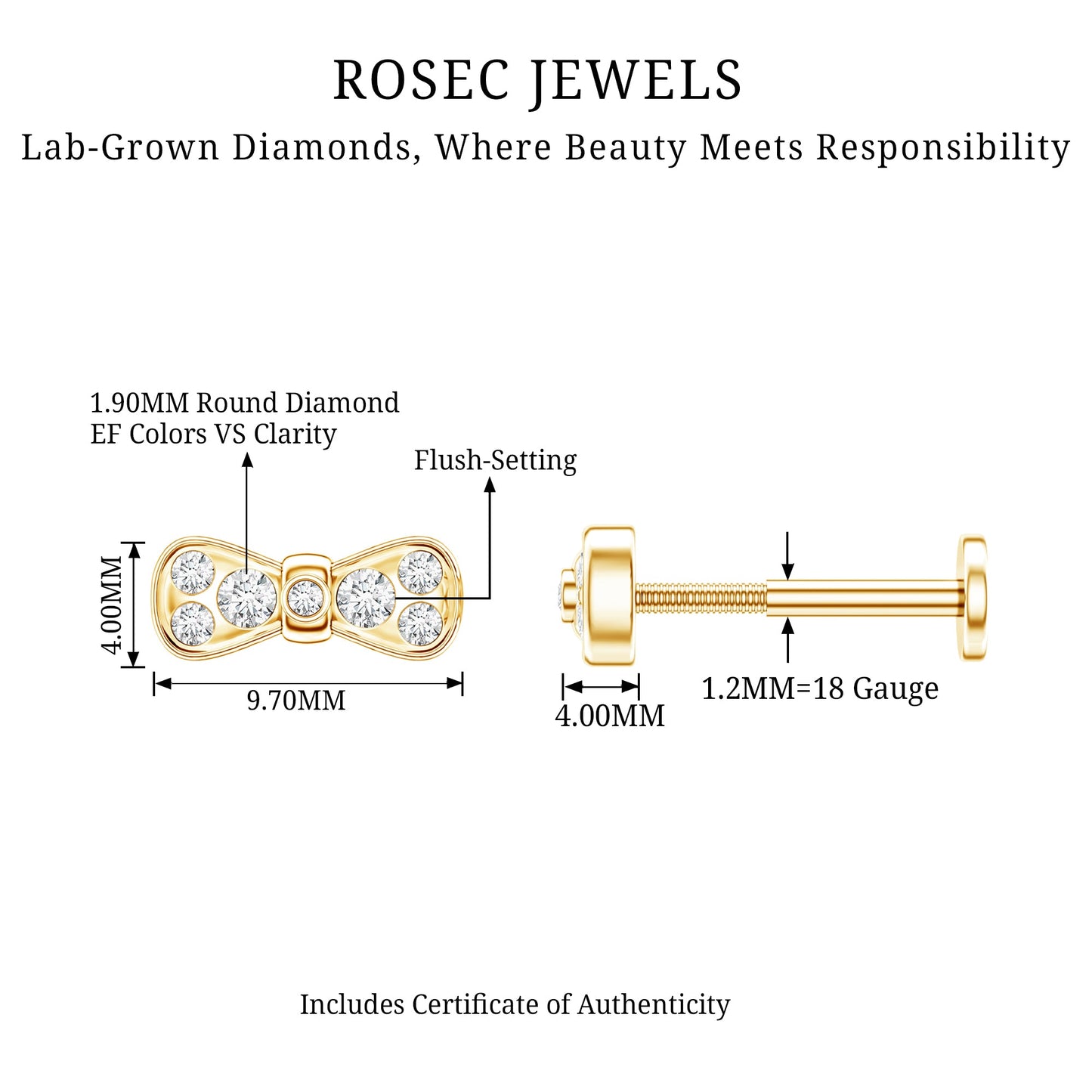 Diamonds Bow Cartilage Piercing Earring