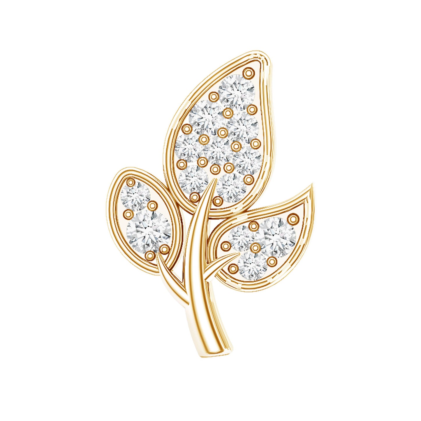 Diamond Leaf Flat Back Cartilage Stud Earring (18G) – Nature Inspired Helix & Tragus Jewelry in Gold
