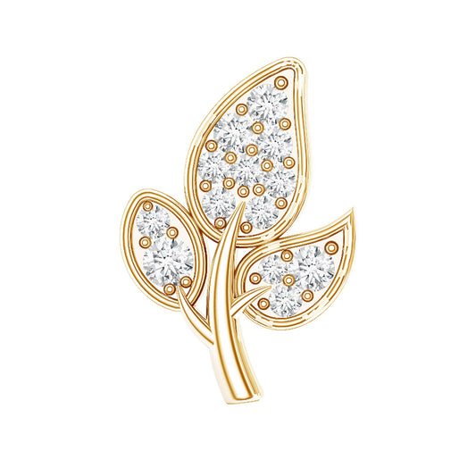 Diamond Leaf Flat Back Cartilage Stud Earring (18G) – Nature Inspired Helix & Tragus Jewelry in Gold