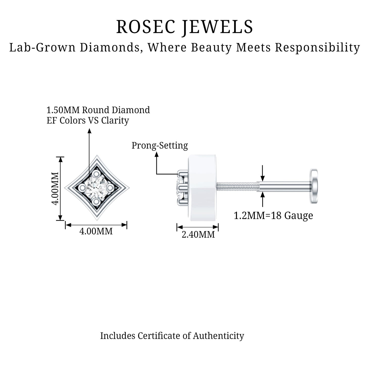 Classic Diamond Solitaire Nose Pin for Women