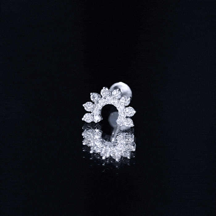 Real Diamond Horseshoe Earring for Helix Piercing