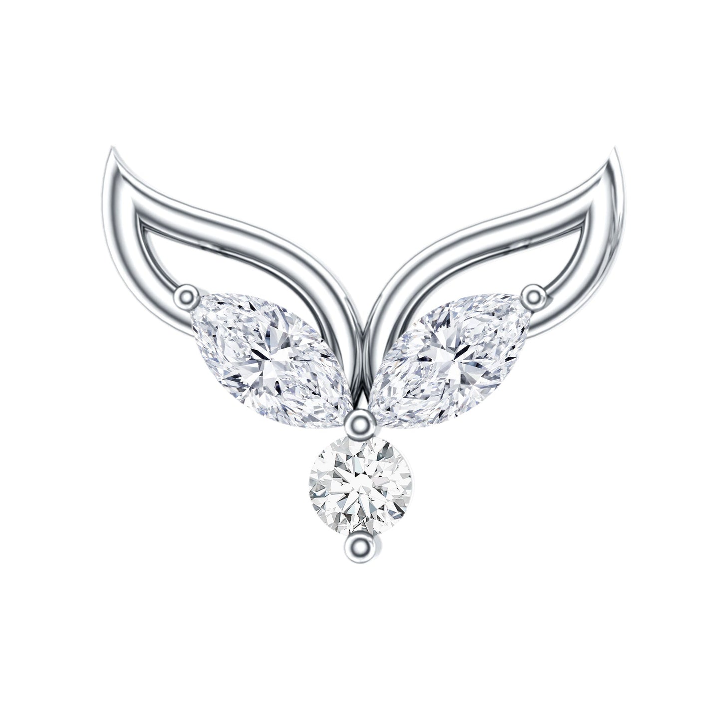Marquise Diamond Leaf Earring for Cartilage Piercing