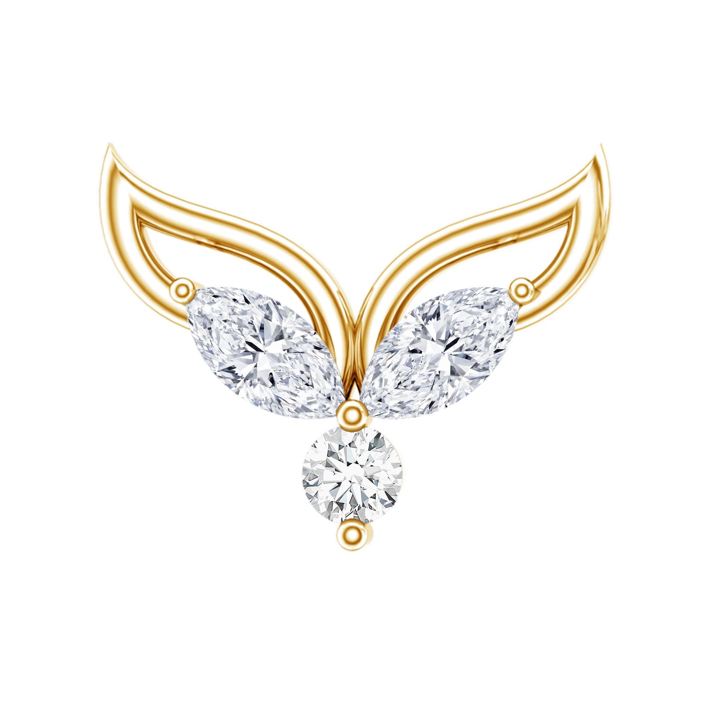 Marquise Diamond Leaf Earring for Cartilage Piercing