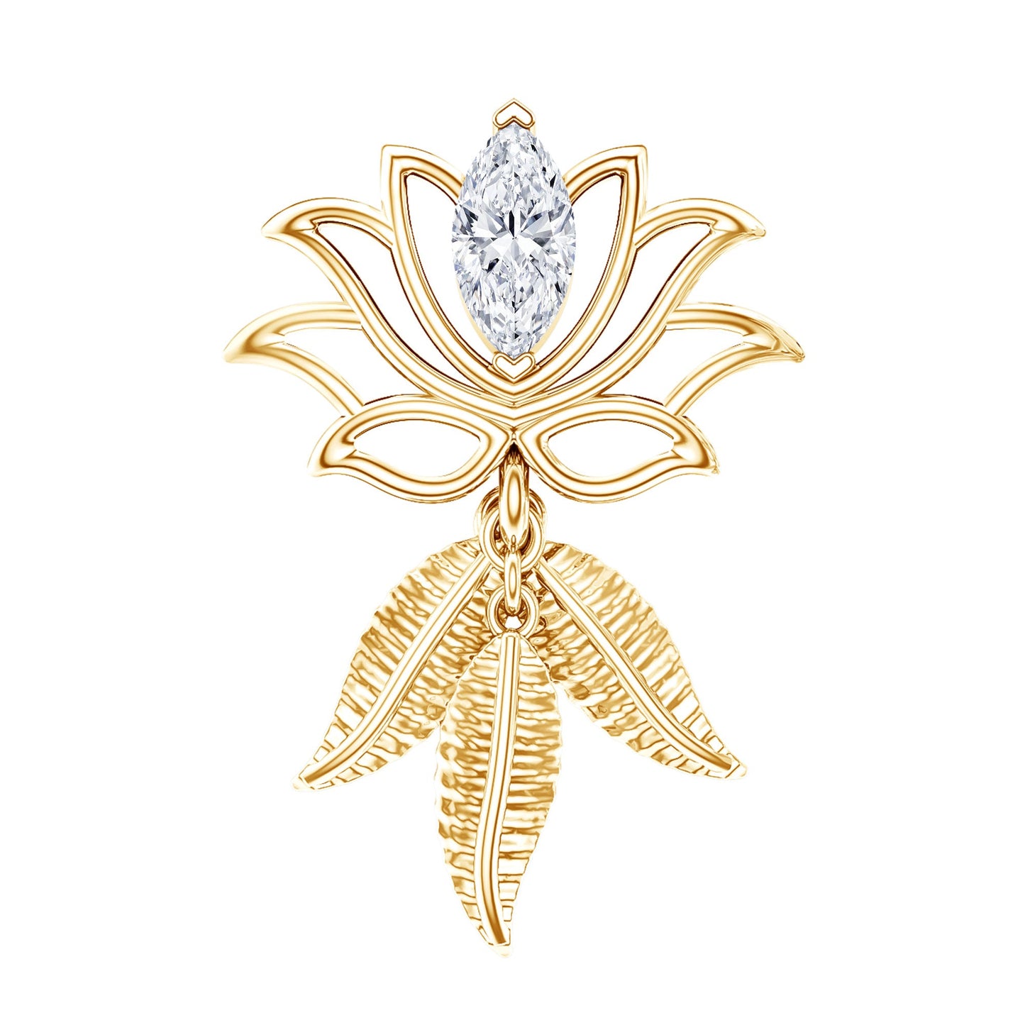 Marquise Diamond Lotus Flower Drop Earring