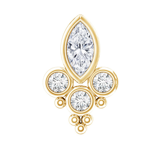 Unique Diamond Helix Earring in Bezel Setting