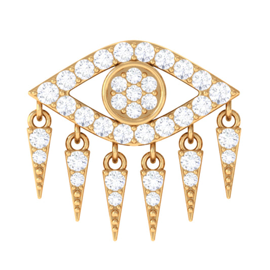 Diamond Evil Eye Earring for Upper Lobe Piercing