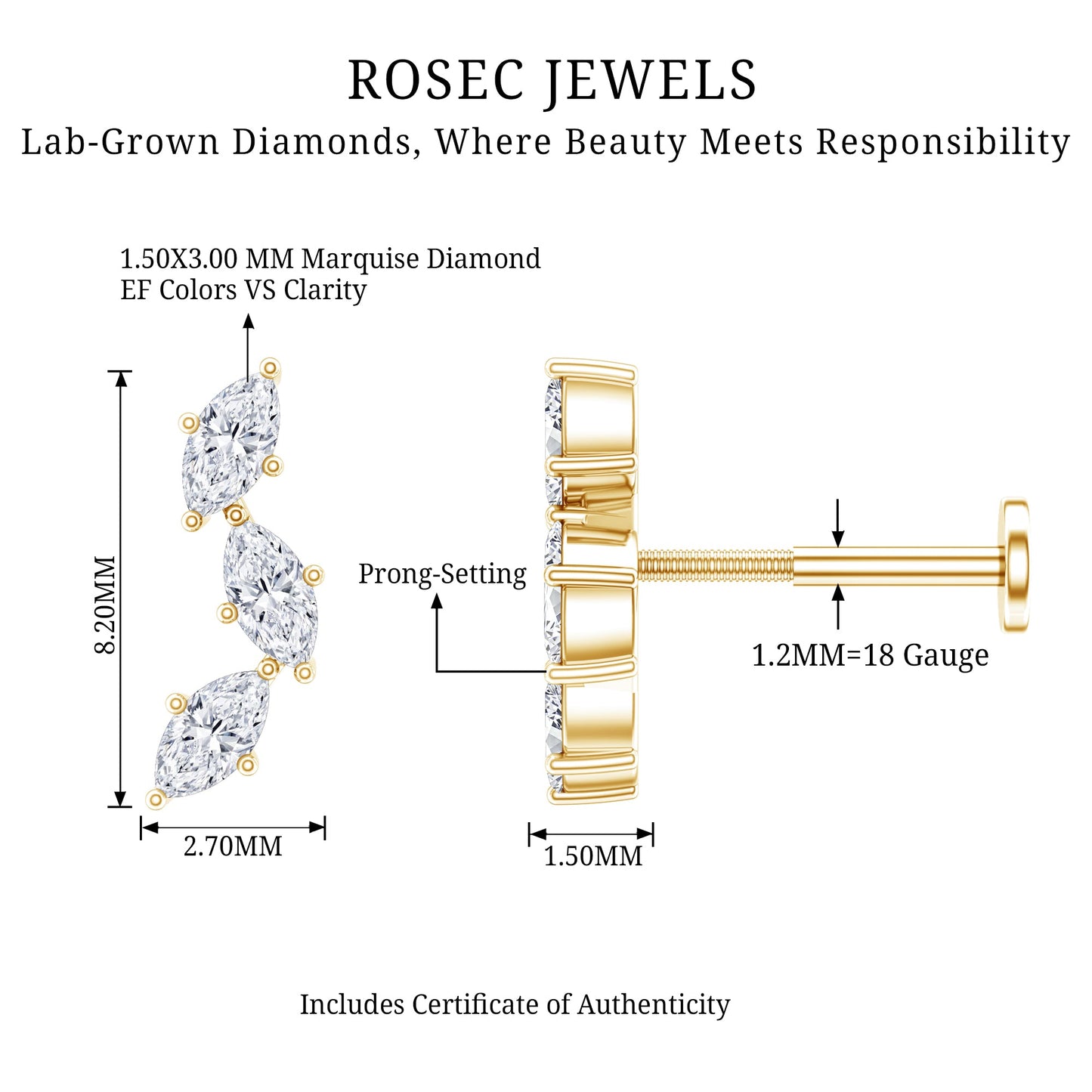 Classic Marquise Diamond Helix Earring