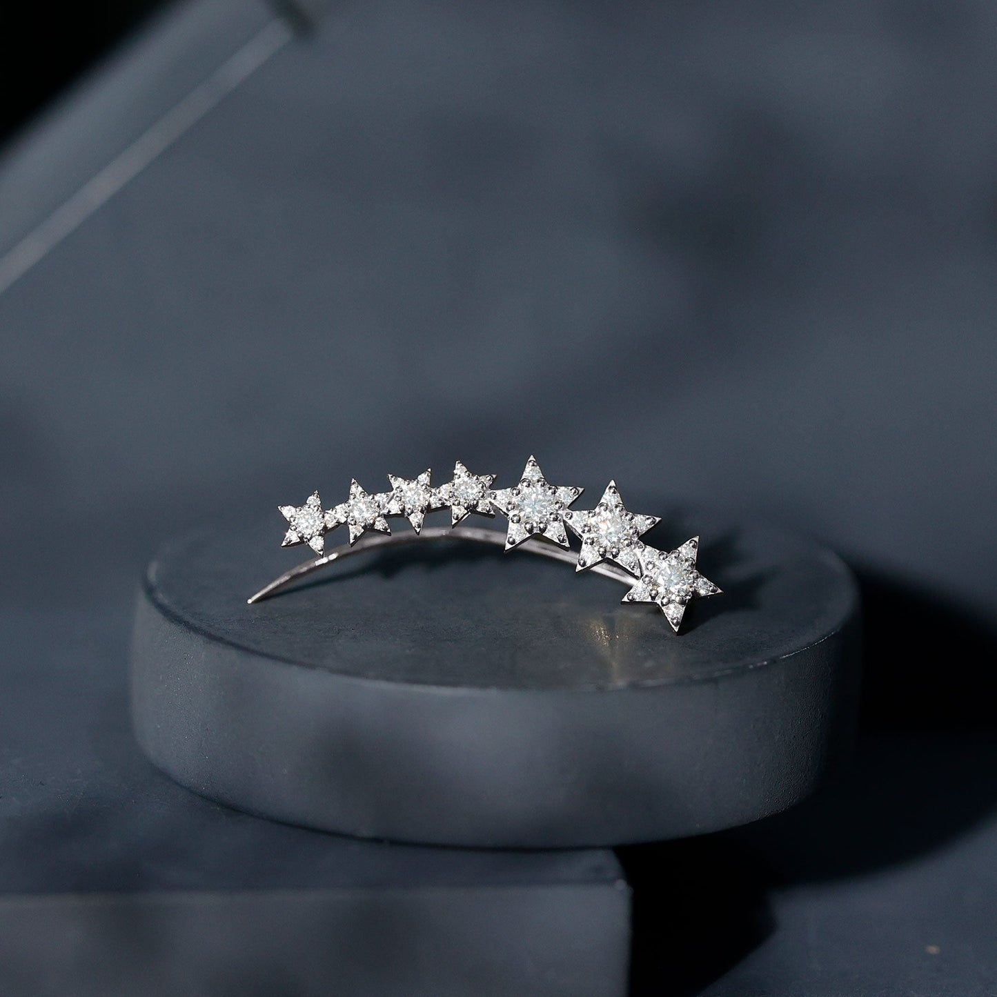 Certified Diamond Star Ear Cuff Earring for Helix Piercing