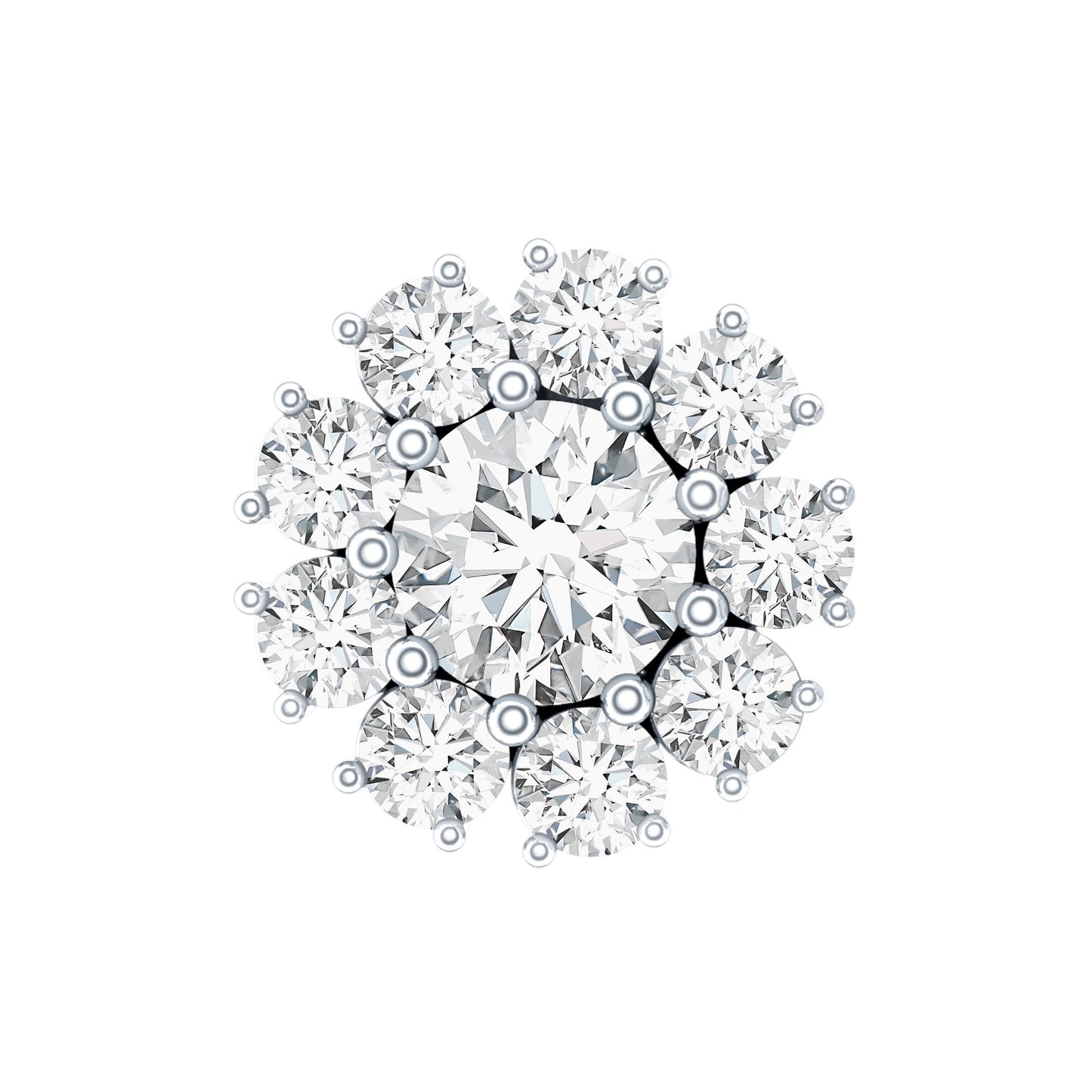 Certified Diamond Cluster Stud Earring with Flat Back