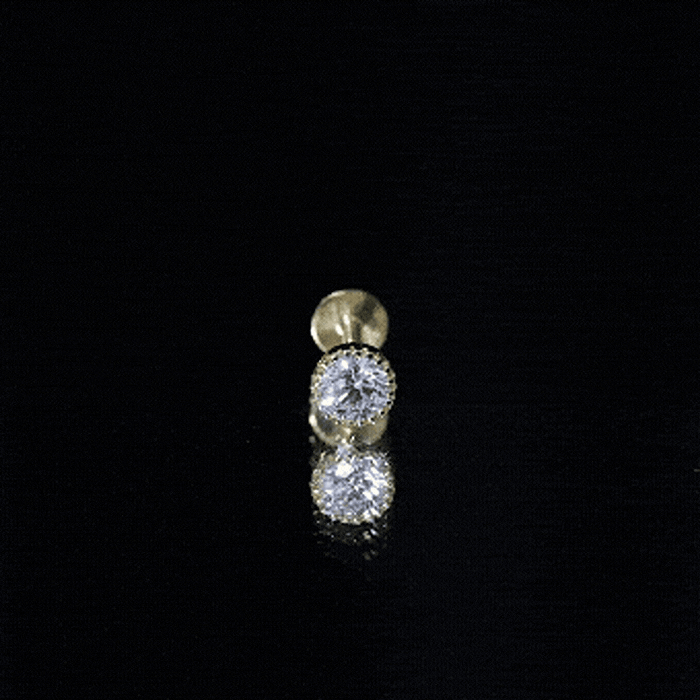 Bezel Set Diamond Solitaire Stud Earring for Helix Piercing