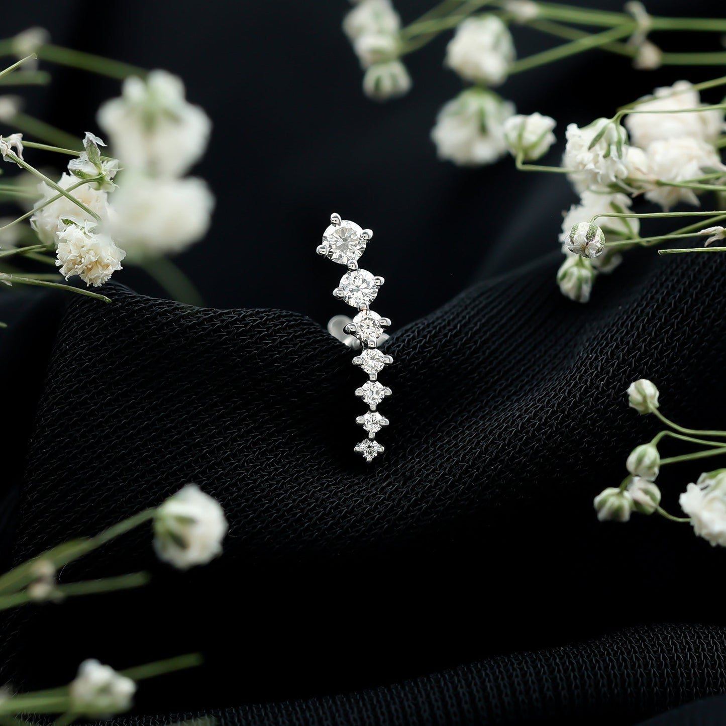 Graduated Style Diamond Ear Climber Earring
