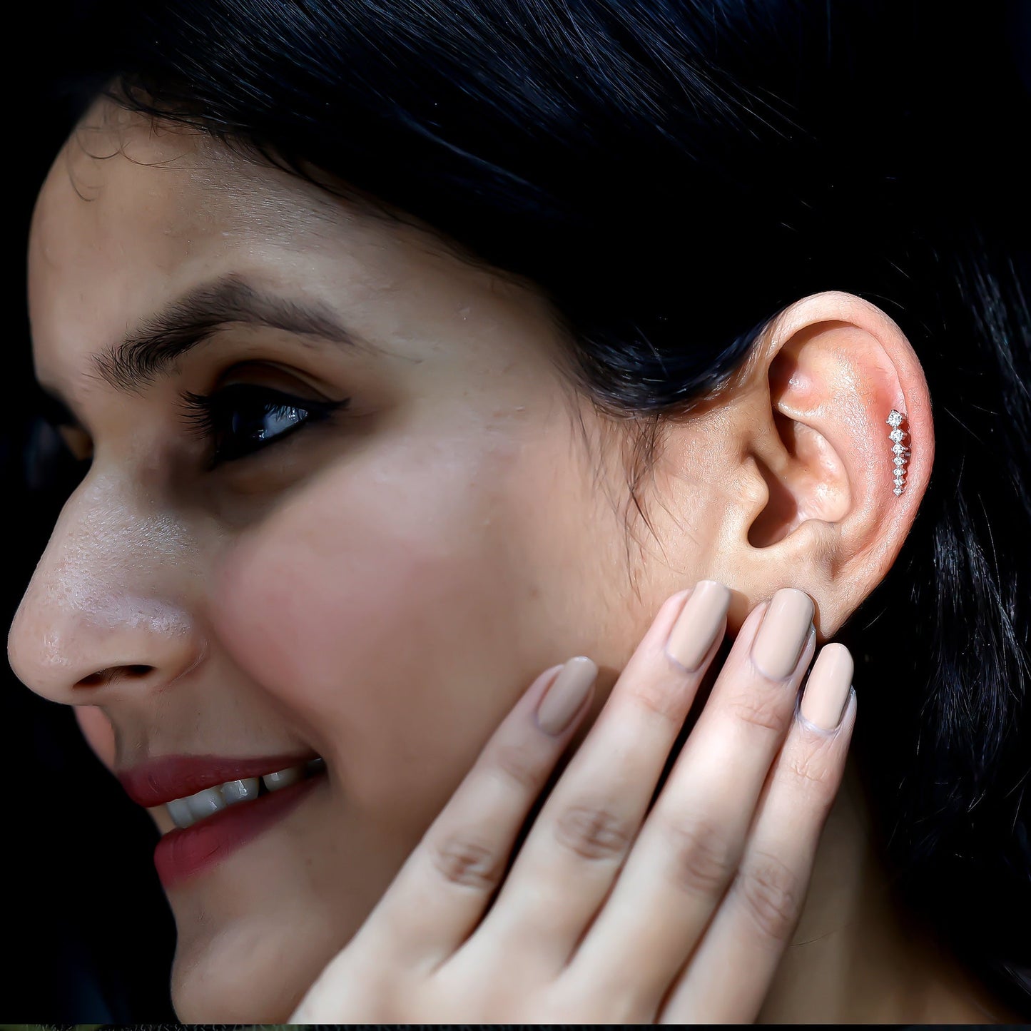 Graduated Style Diamond Ear Climber Earring