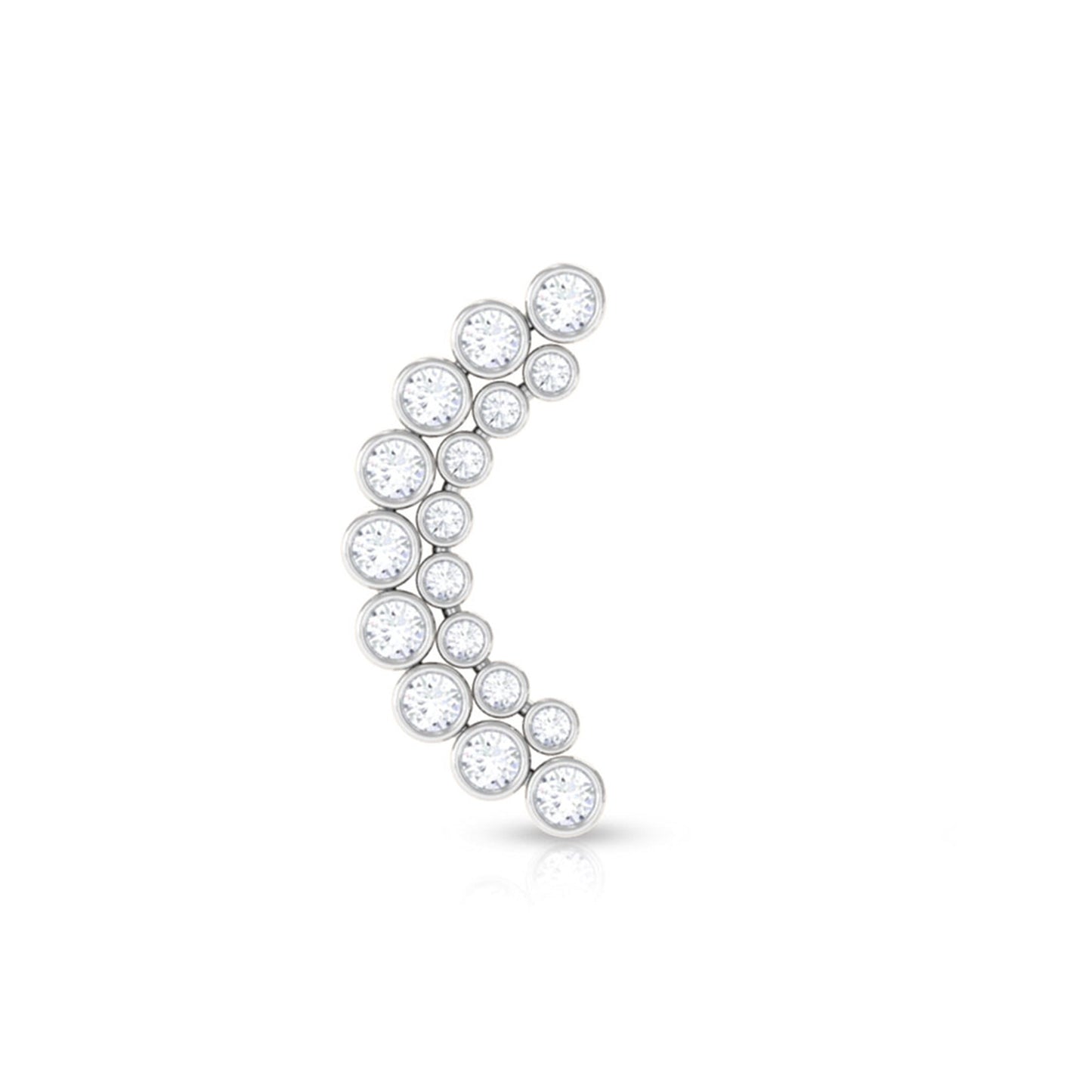 Bezel Set Diamond Ear Crawler Earring with Flat Back