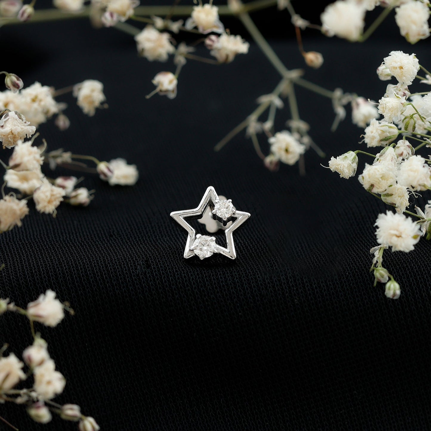 Certified Diamond Star Earring for Upper Lobe Piercing