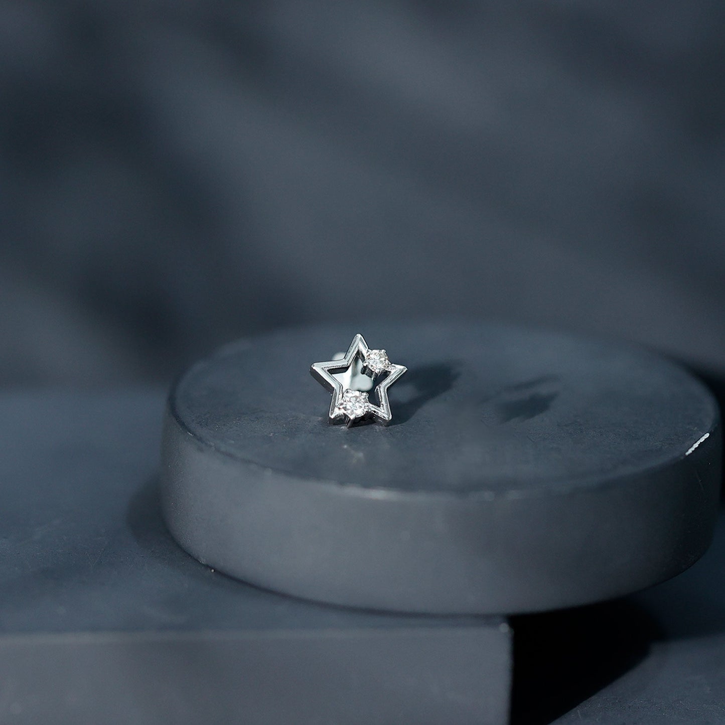 Certified Diamond Star Earring for Upper Lobe Piercing