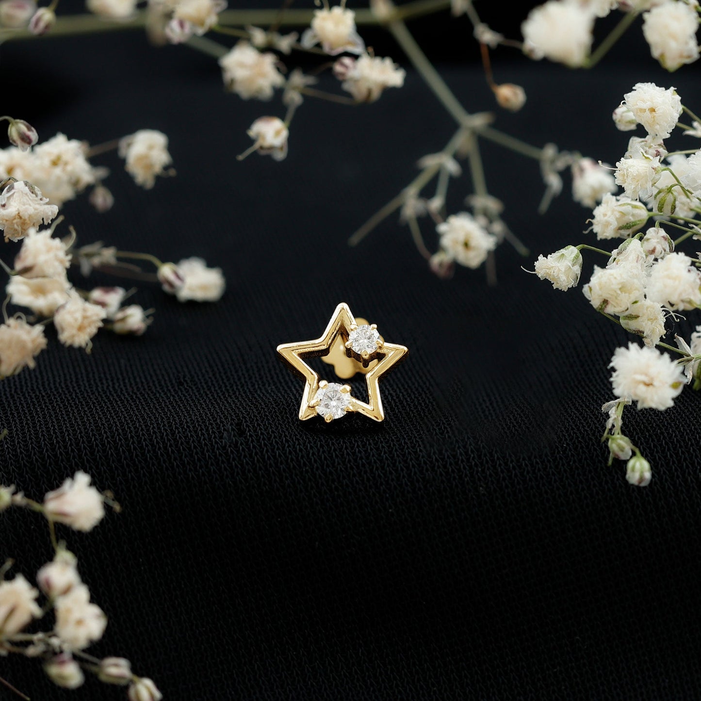 Certified Diamond Star Earring for Upper Lobe Piercing