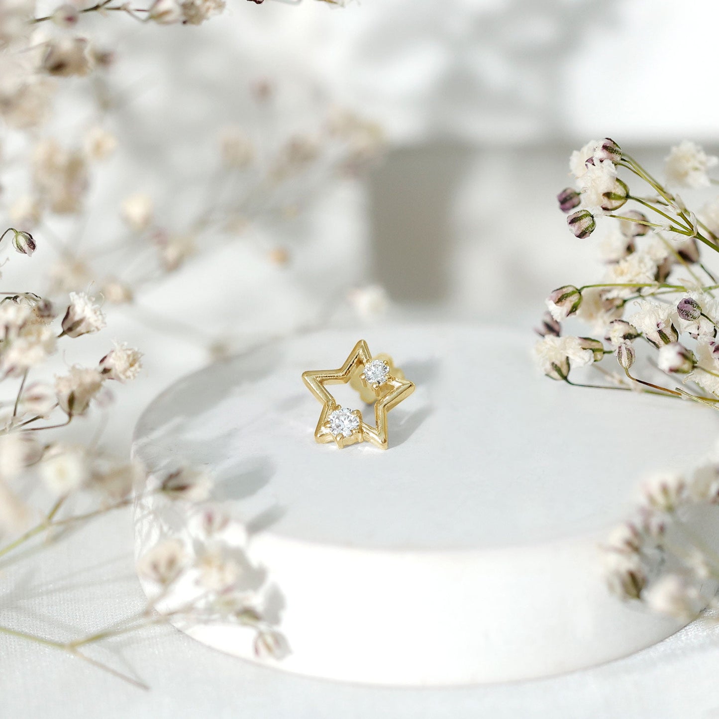 Certified Diamond Star Earring for Upper Lobe Piercing