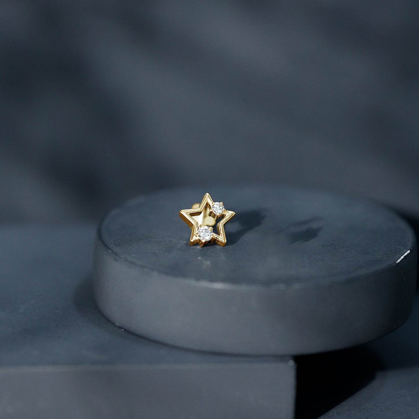 Certified Diamond Star Earring for Upper Lobe Piercing