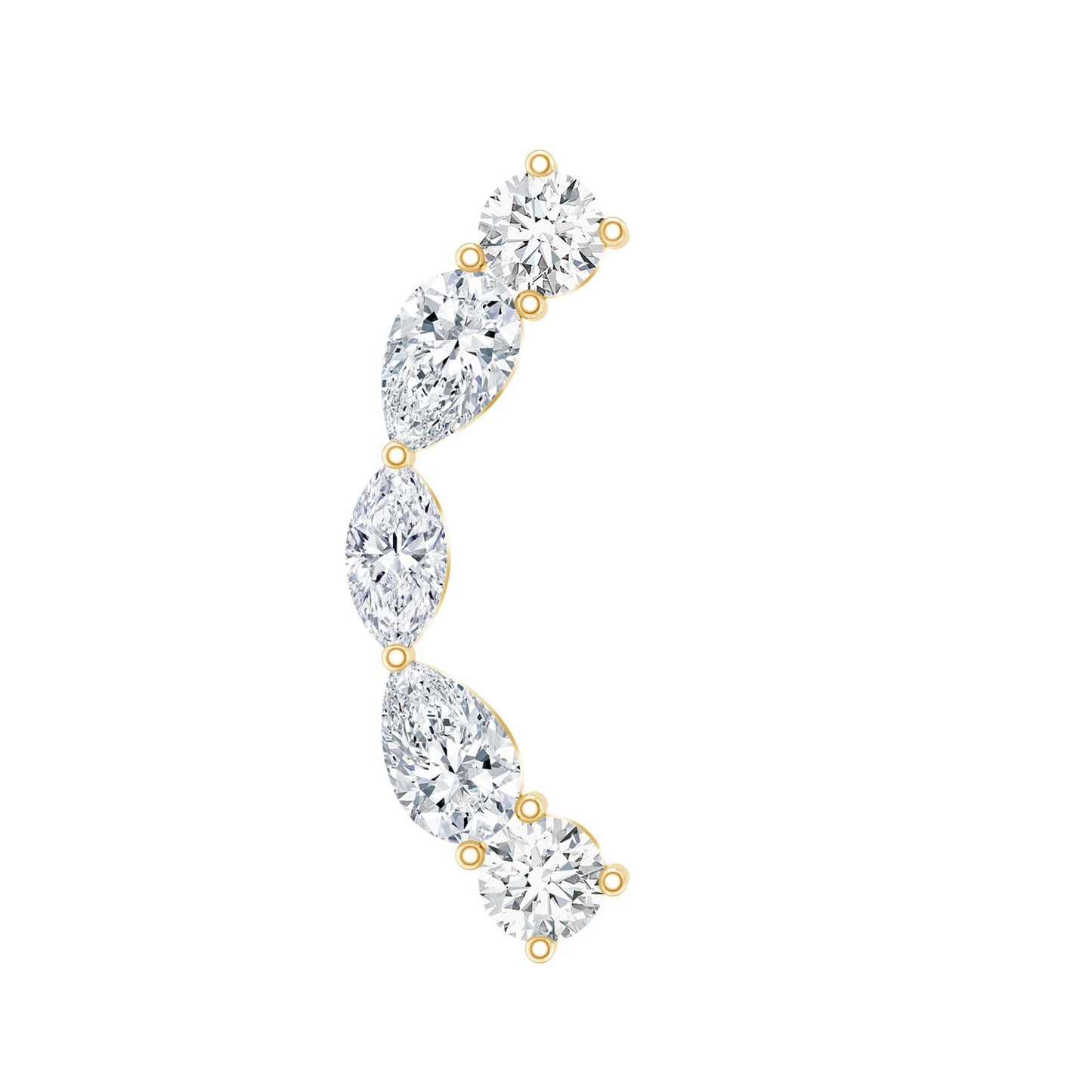 Pear Diamond Ear Crawler Earring for Helix Piercing