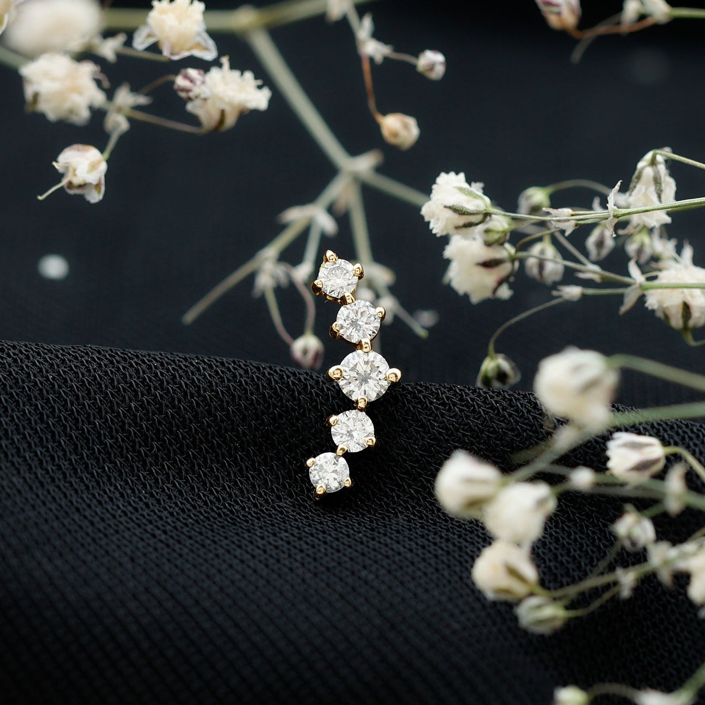 Graduated Style Diamond Crawler Earring for Women