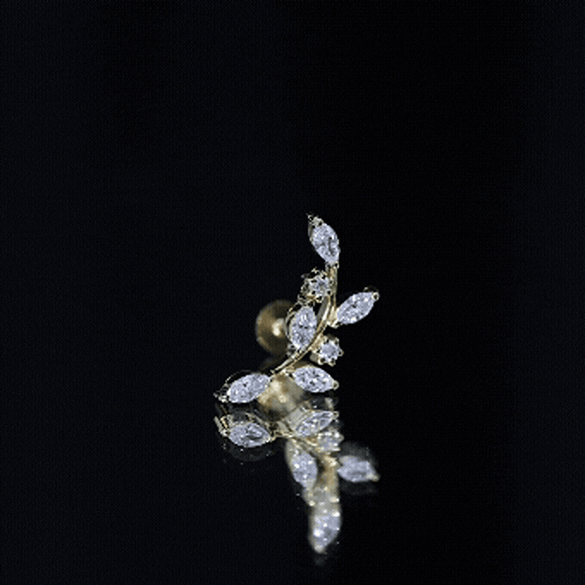 Womens Marquise Diamond Leaf Crawler Earring