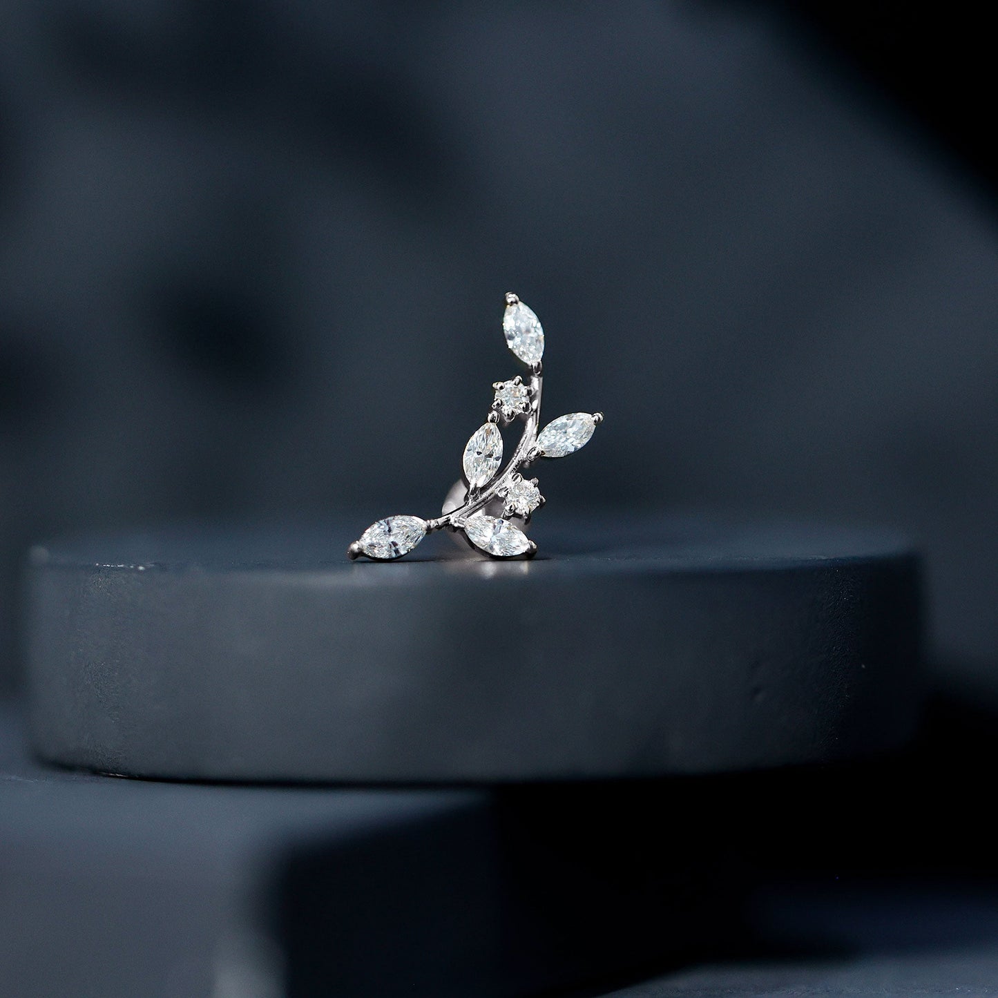 Womens Marquise Diamond Leaf Crawler Earring