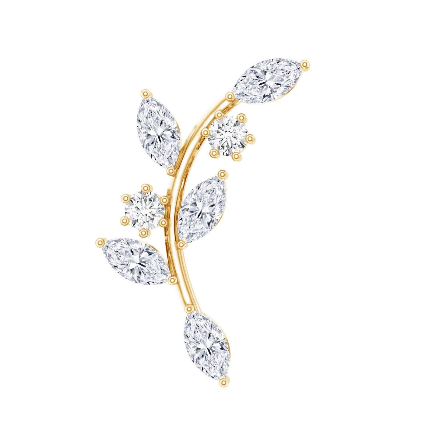 Womens Marquise Diamond Leaf Crawler Earring