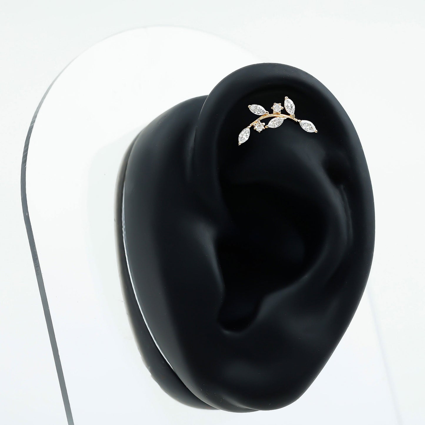 Womens Marquise Diamond Leaf Crawler Earring