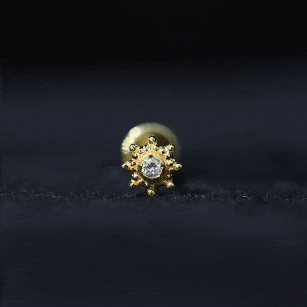 Minimal Diamond Cartilage Earring Stud with Flat Back