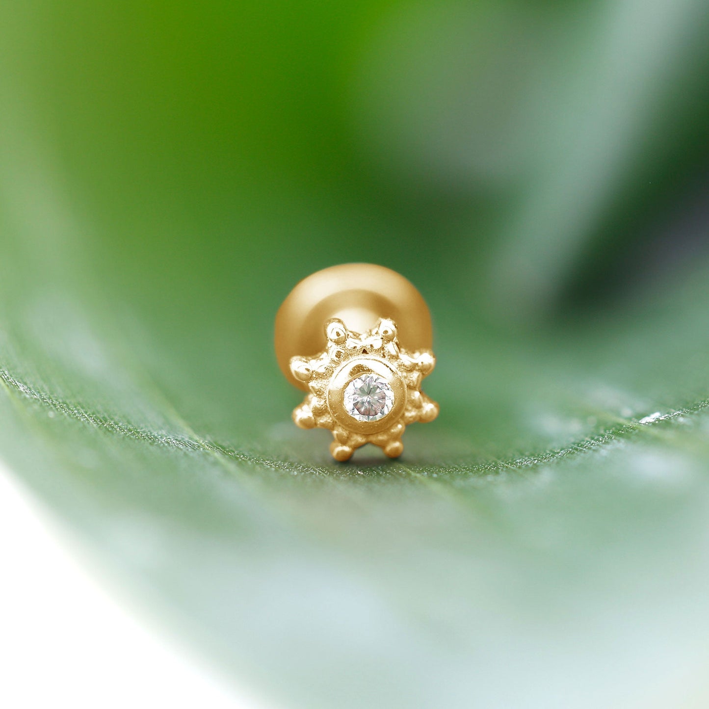 Minimal Diamond Cartilage Earring Stud with Flat Back