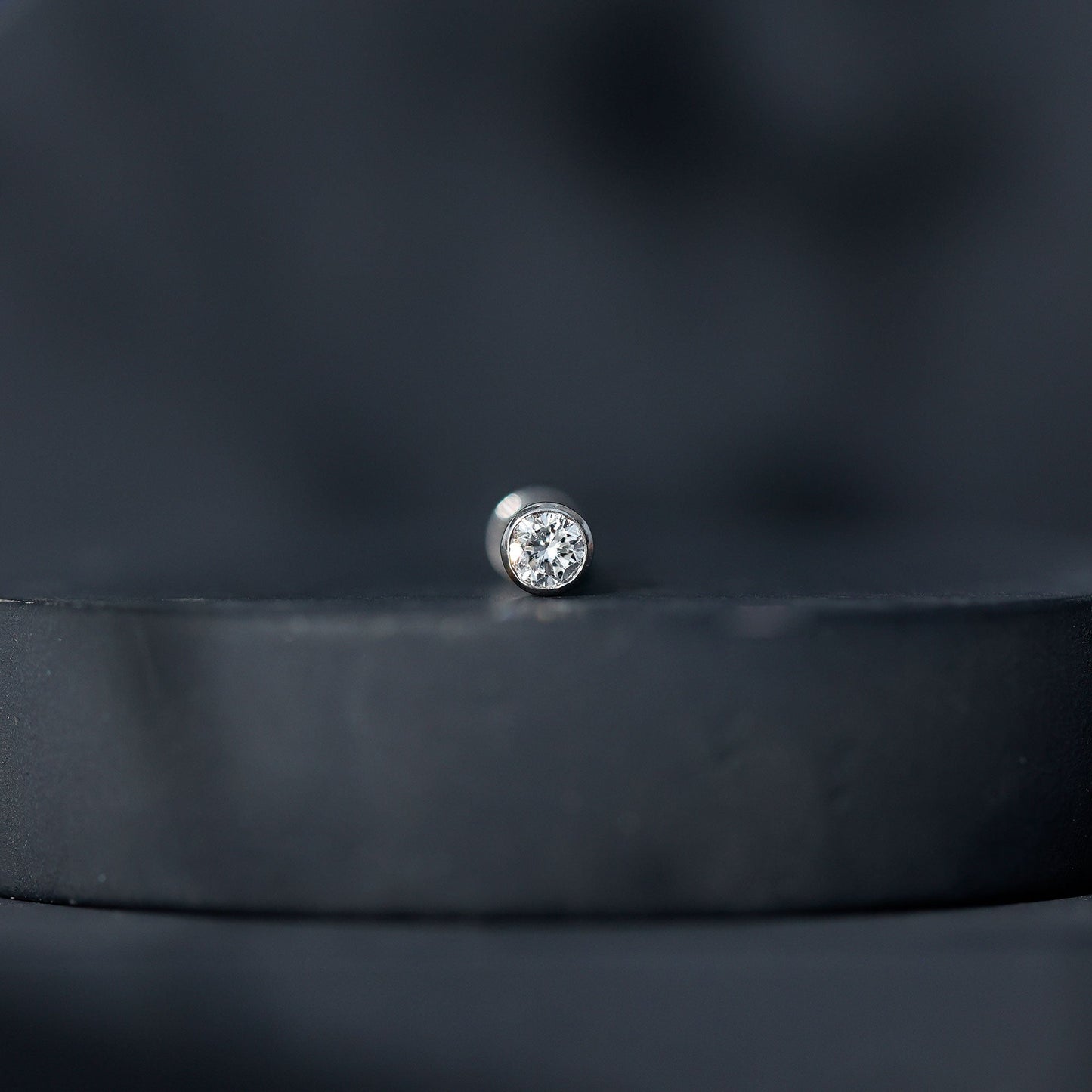 Bezel Set Diamond Cartilage Earring with Flat Back