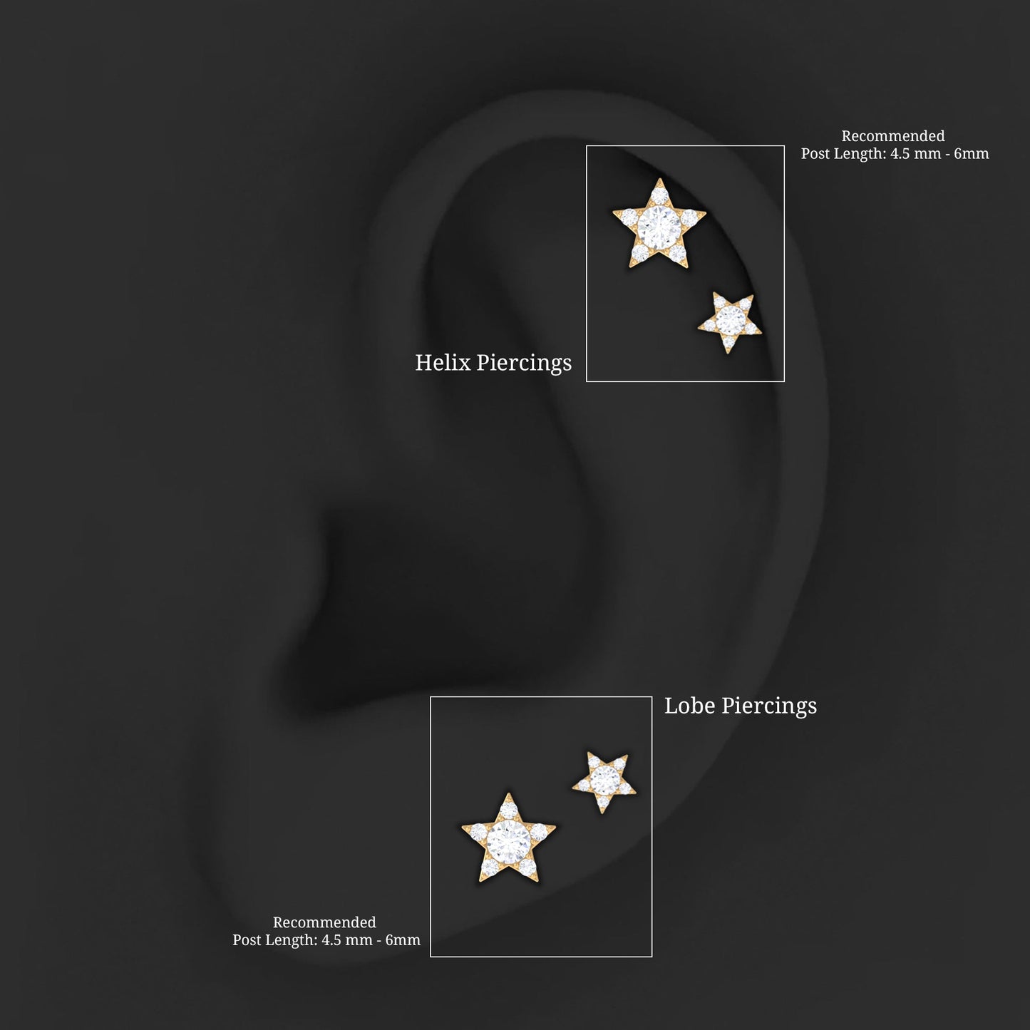 Minimalist Diamond Star Earring for Tragus Piercing