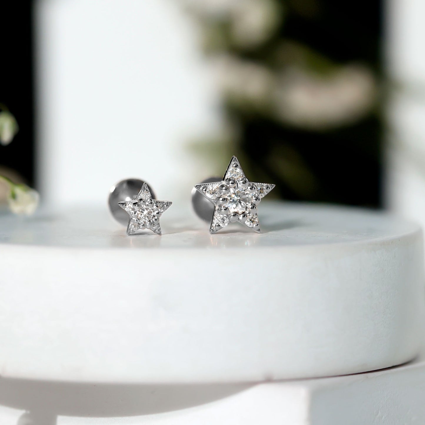 Minimalist Diamond Star Earring for Tragus Piercing