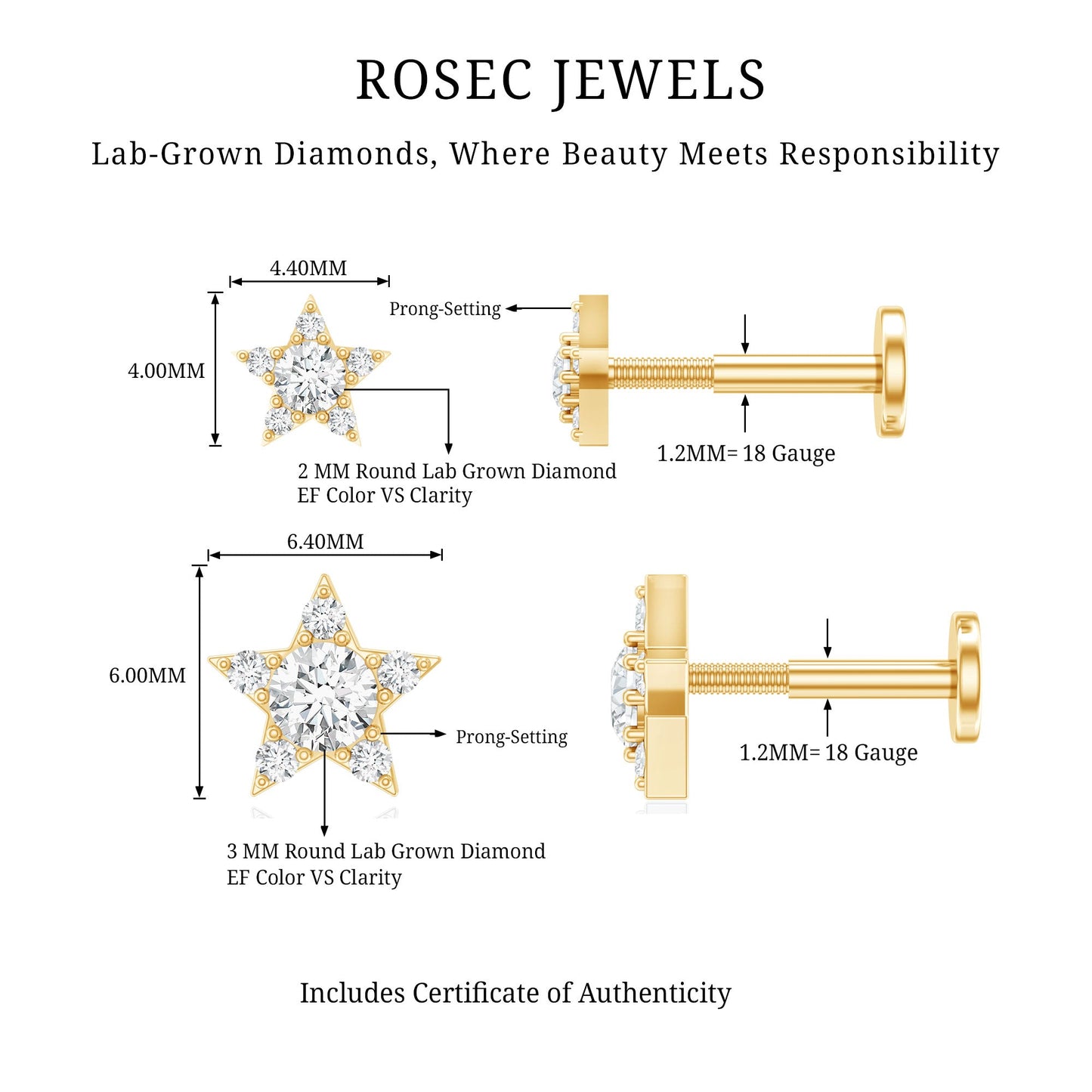 Minimalist Diamond Star Earring for Tragus Piercing