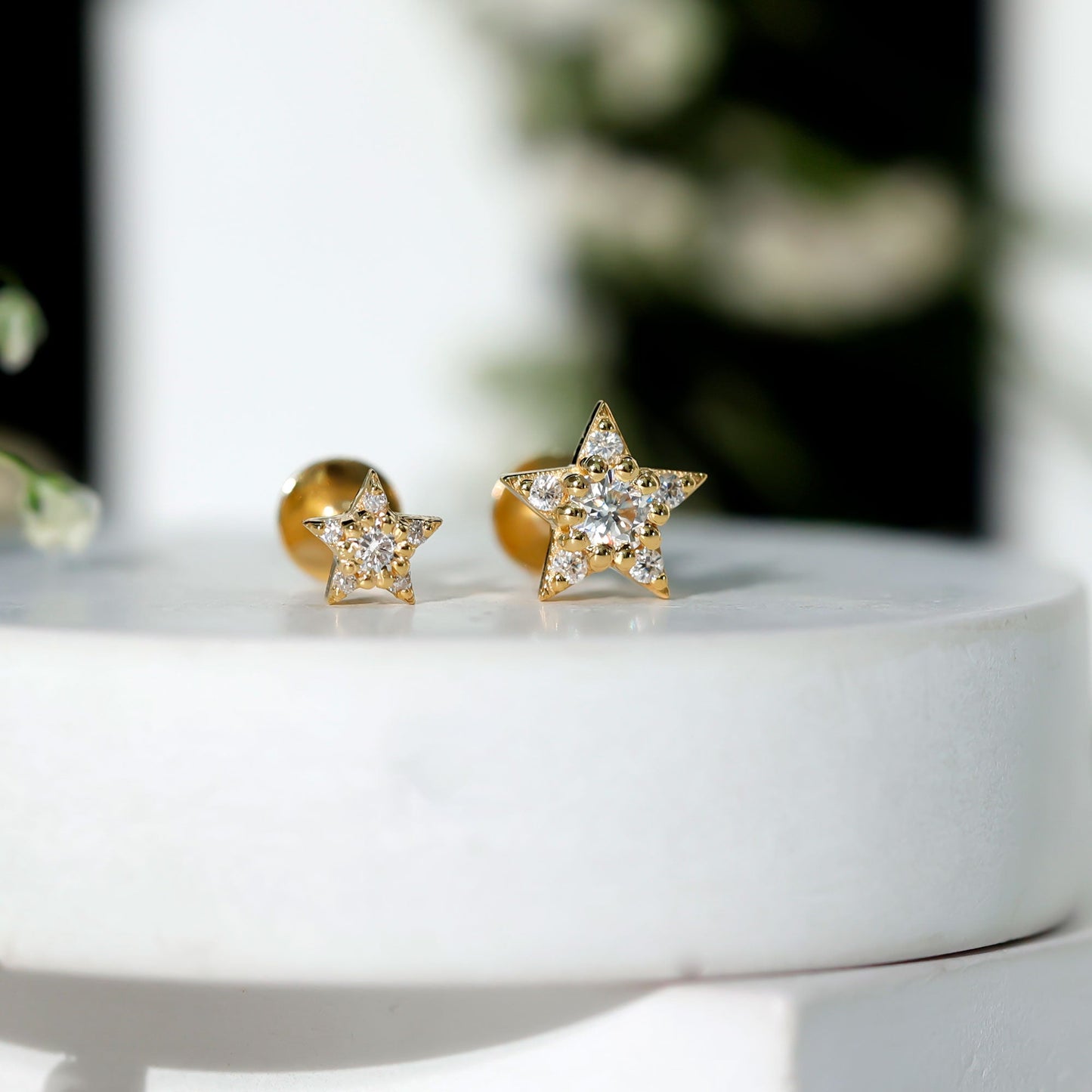 Minimalist Diamond Star Earring for Tragus Piercing