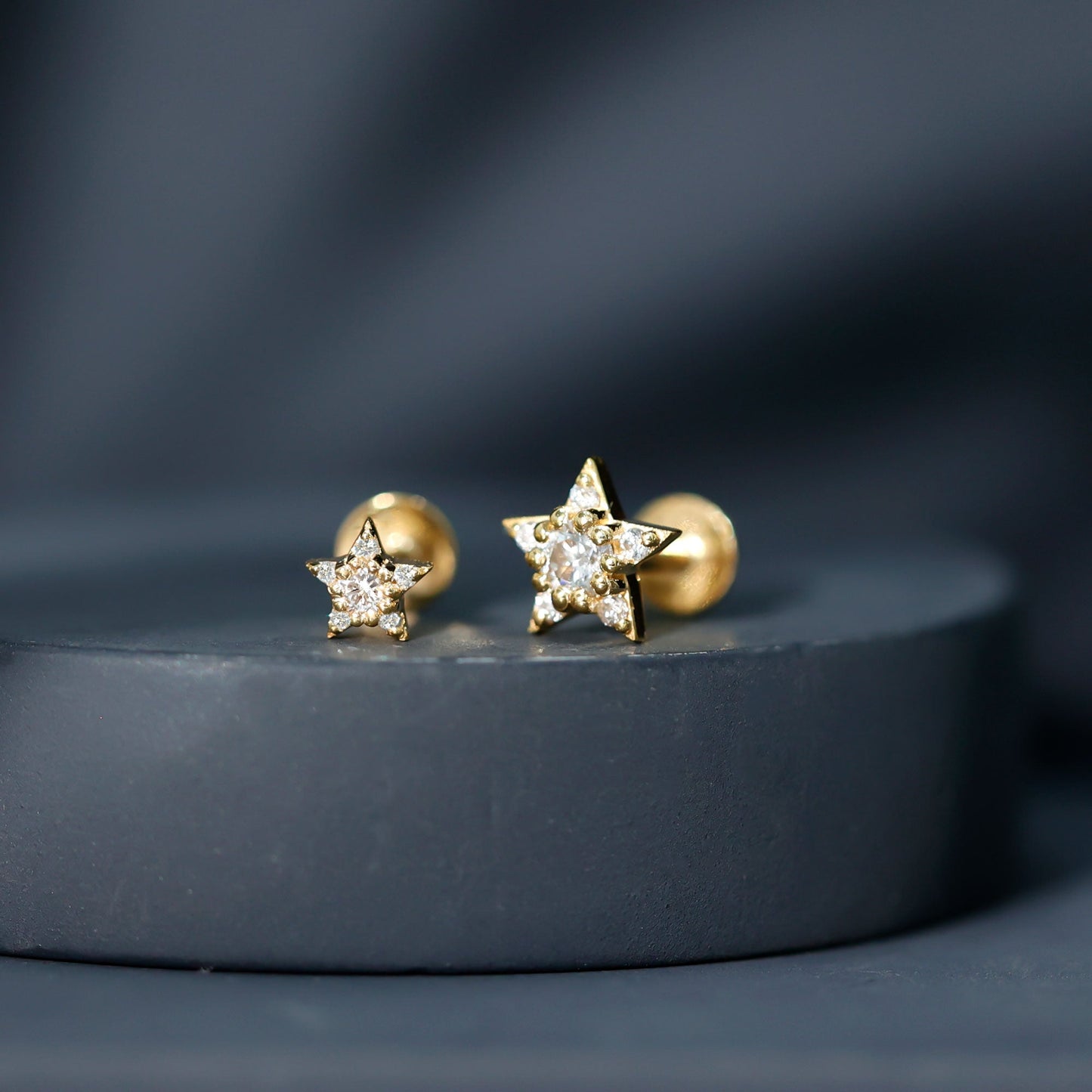 Minimalist Diamond Star Earring for Tragus Piercing