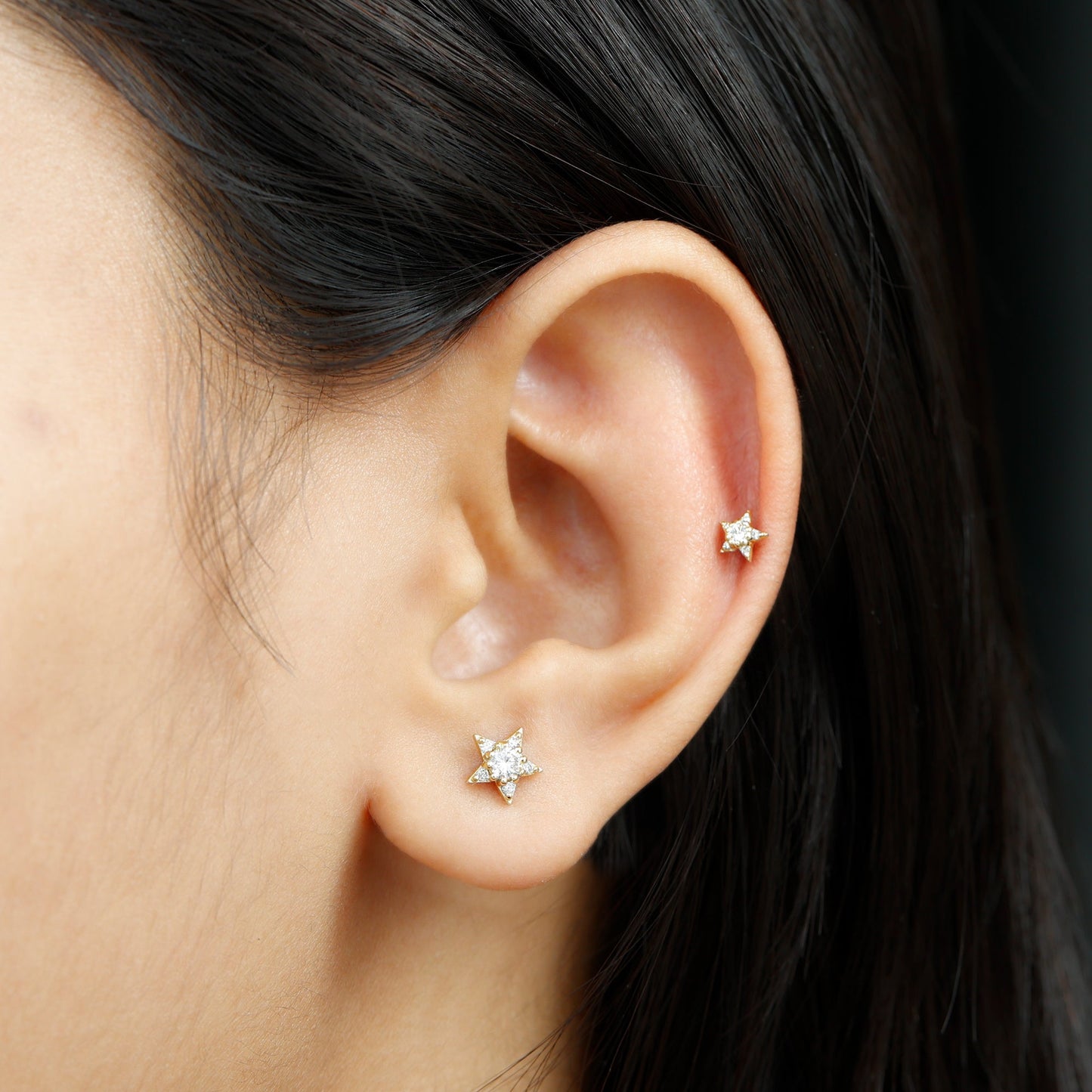 Minimalist Diamond Star Earring for Tragus Piercing