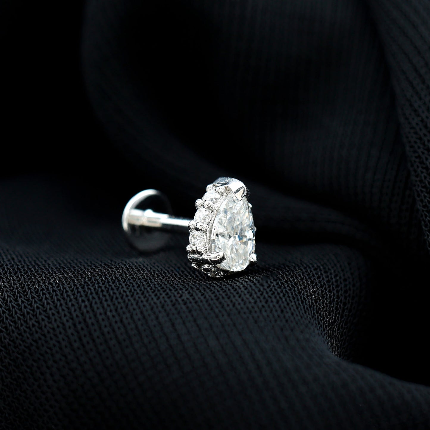 Solitaire Diamond Teardrop Tragus Earring for Women