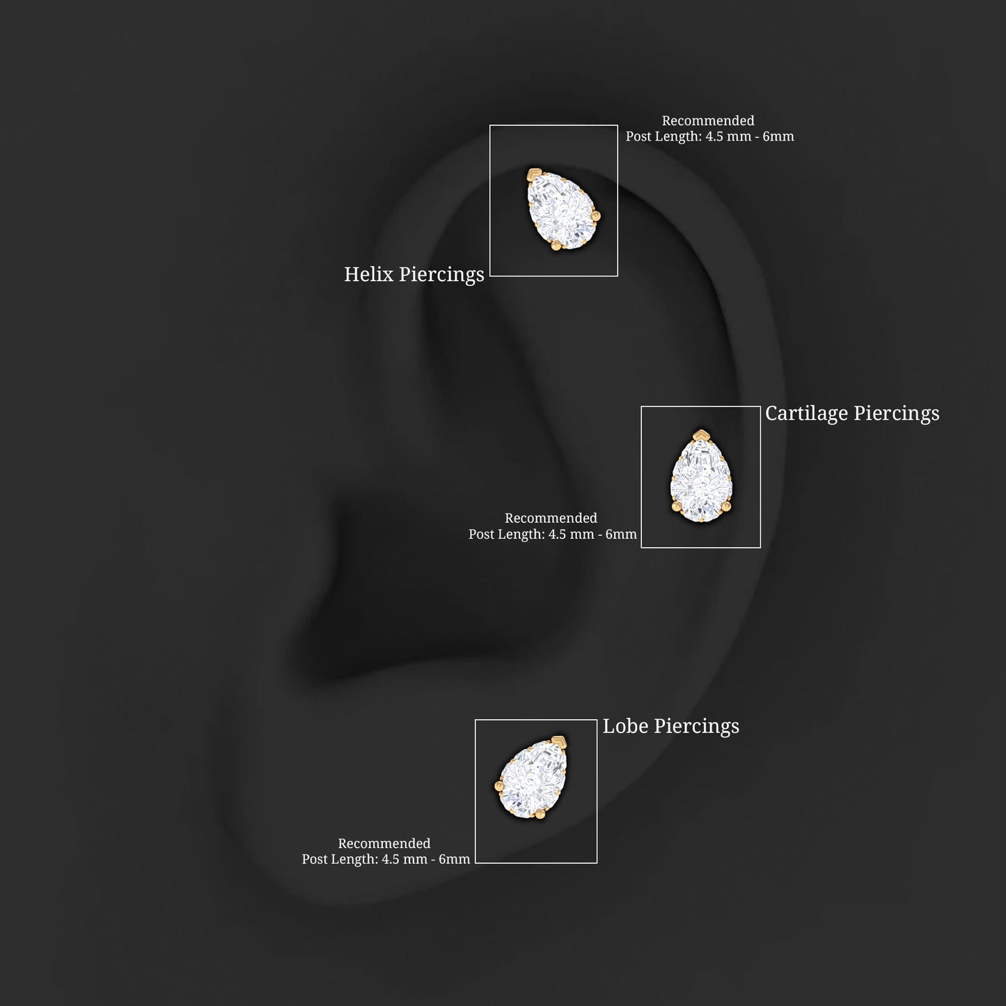 Solitaire Diamond Teardrop Tragus Earring for Women