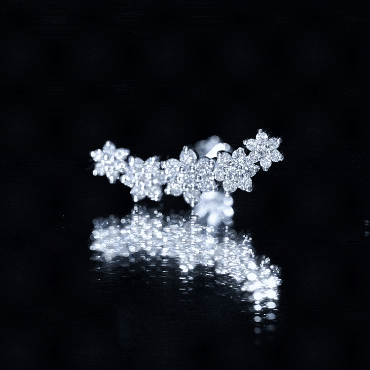 Diamond Flower Ear Crawler Earring