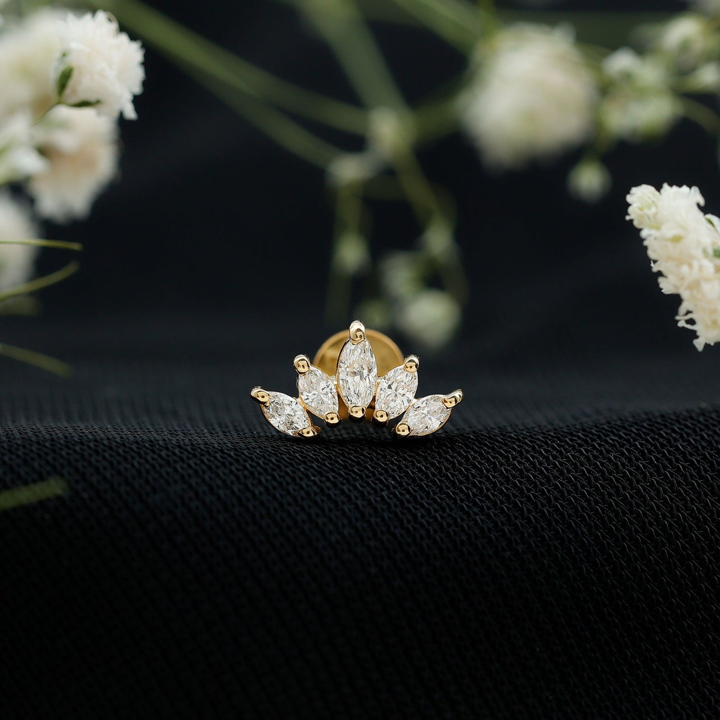 Certified Marquise Cut Diamond Helix Earring for Women