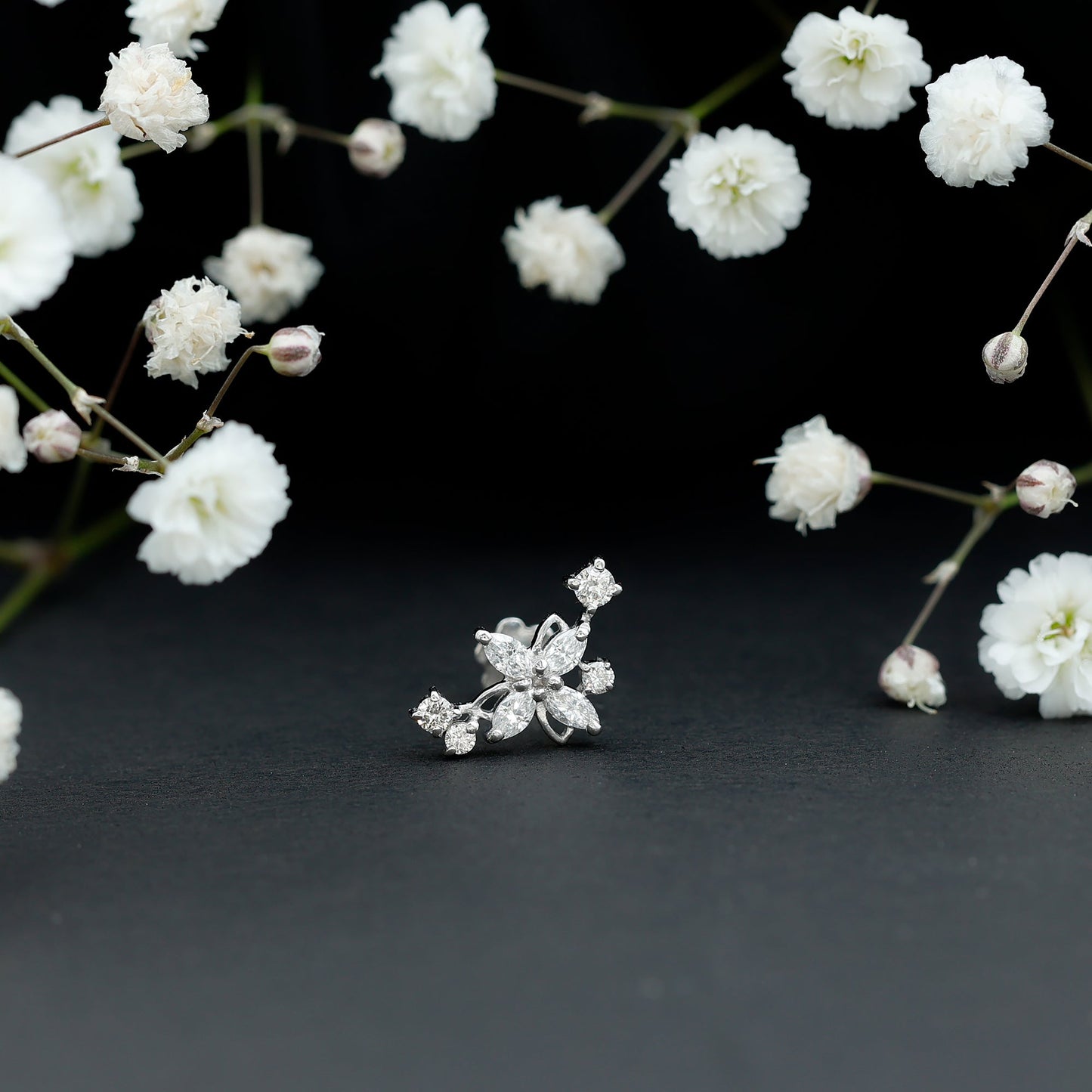 Diamond Flower Crawler Earring