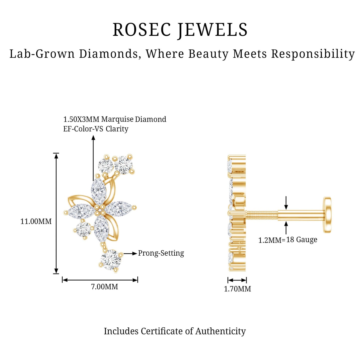 Diamond Flower Crawler Earring