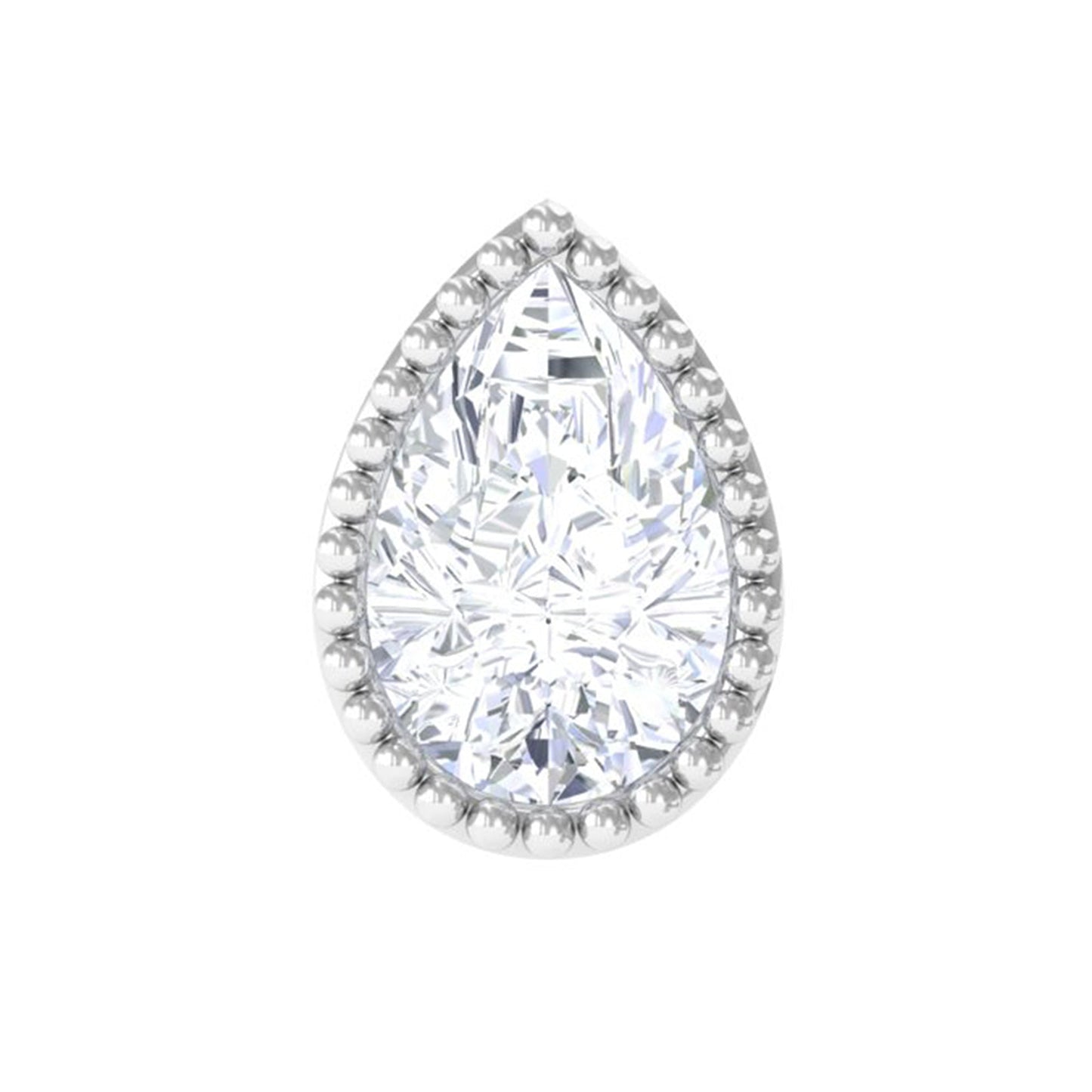 Solitaire Diamond Teardrop Stud Earring for Helix Piercing