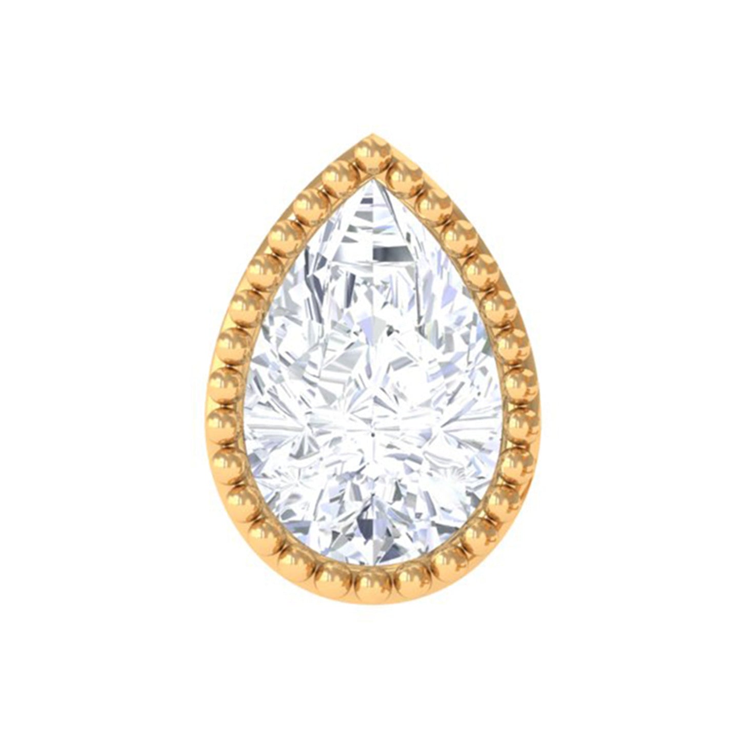 Solitaire Diamond Teardrop Stud Earring for Helix Piercing